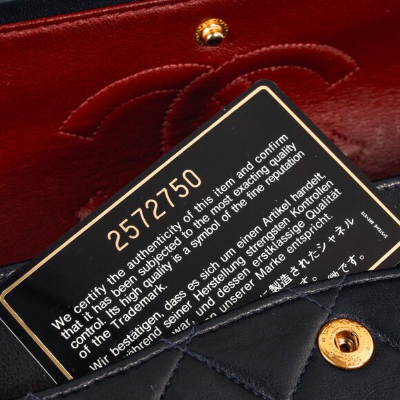 Chanel Navy Lambskin Leather Classic Medium Double Flap Shoulder Bag - Picture 16 of 16